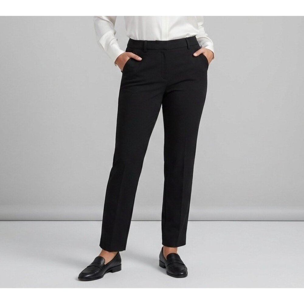 Andrew Marc Black Ponte Ankle Pants Size 6 Straight Leg Career Trousers